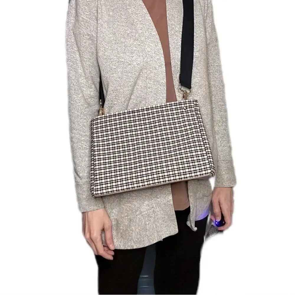 Black and tan purse plaid handmade bag crossbody cotton
